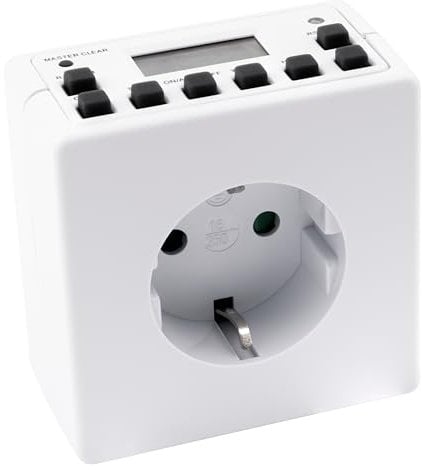 MC Power - Digitale Zeitschaltuhr Steckdose | AZ-53 | 10 Schaltprogramme, 12/24 Std. Zyklus, programmierbar mit Backup-Batterie, energiesparender Timer für Haushalt, Büro
