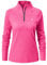 YSENTO Women's Long Sleeve Running Sports Tops Lightweight Gym Walking Zip Up Golf Polo T-Shirt(Rose Red,S)