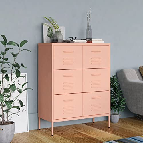 Aktenschrank Industriell Schubladenschrank Büroschrank Werkzeugschrank Metallschrank Stahlschrank Lagerschrank Materialschrank Schrank 80x35x101,5 cm Rosa