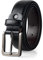 maikun Black Leather Belt for Men, Mens Belt for Jeans and Dresses, Silver Buckle Length37inch