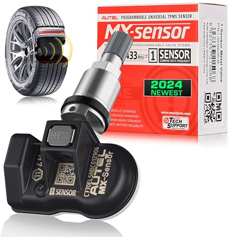Autel 2 in 1 RDKS MX-Sensor, Reifen mit doppelter Frequenz für 98% Autos, identisch mit OE Sensor, Reifendruck-Kontrollsystem-RDKS-TPMS Ersatz Sensor, Druck klonbar bis 100% (Metallventil, 1 Stück)