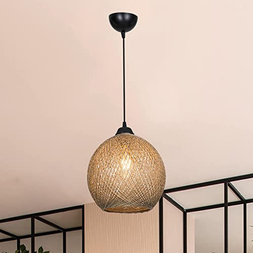 lux.pro Hängelampe Lisburn Lampe Schlafzimmer 1 x E27 Pendelleuchte Modern Hängeleuchte Schwarz Jutefarben