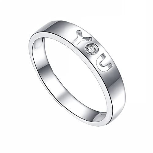 Dsnyu 950 Platin Ring, Diamant Trauringe, Silber Ring Paar Dich Lieben Verlobungsring für Ehefrau Größe 52 (16.6)