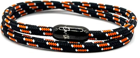 Rope Bracelet | Unisex Braided Paracord Nautical Double Wrap Bracelet with strong Magnetic Clasp | Waterproof surfer bracelet (Medium Wrist (18 - 20cm), Black Ensign with Black Clasp)