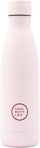 Cool Bottles - Borraccia Termica in Acciaio Inox - 500 ml - Pastel Pink - 26,5 x 7 cm - Bottiglia Termica Ermetica - Bevande Fredde 36 Ore e Calde 18 Ore - Triple Parete -Cool Technology - Senza BPA