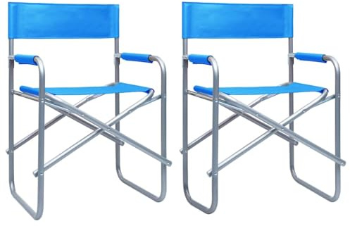 Heofavd Klappbarer Regiestuhl Blau 48x57x79 cm Stahl & Polyester Armlehnen Gartenstühle 2er Set Robust & Modern für Balkon Camping Garten
