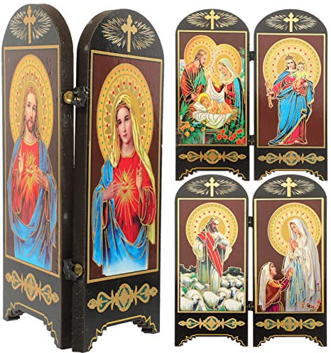 FOMIYES Gedenktafel Der Heiligen Familie Holz Tisch Ornament Marienfigur Dekoration Für Kirche Katholisch Religiöses Schmuck Kreatives Design
