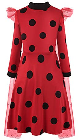 ReliBeauty Ladybug Kostüm Marienkäfer Kleid Cosplay Kinder Mädchen,Lang,110