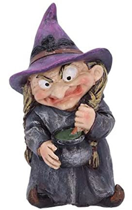 Rubu22a Decoración de Halloween, enano de jardín de polirresina para adornos de césped de brujas en interiores y exteriores, festival, gadget rave, Halloween (C, talla única)