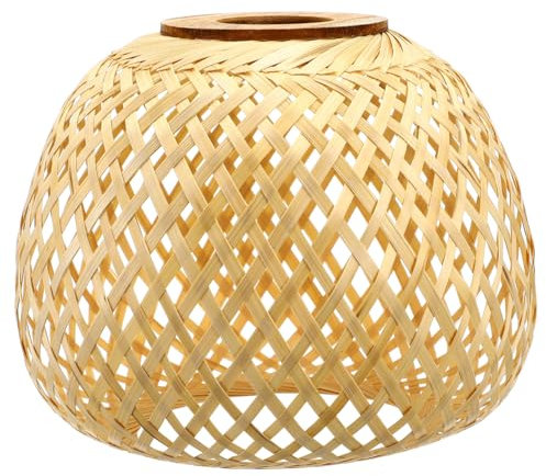 OSALADI Lampenschirm Aus Bambus Rattan-lichtschirm Kronleuchterschirm Rattan Lampenschirm Stehlampe Rattan Bambuszwiebelkäfig Geflochtener Lampenkäfigschutz Hängender Bohemien Bambus Weben