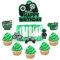 Auliuse Party Cake Toppers 6 PCS Video Game Cupcake Topper Picks，Green Black Gaming Theme Birthday Decor，Birthday Party Supplies Decor Boys Girls Kids Birthday Party Cupcake Decor (MiJYI23103011)