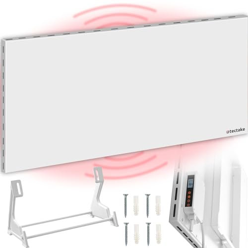 tectake Hybrid Infrarot Heizung mit Thermostat und Kippschutz, Infrarotheizung Standgerät, Wandheizung elektrisch, Infrarotheizung Deckenmontage, Elektroheizung, Paneel - 1100W