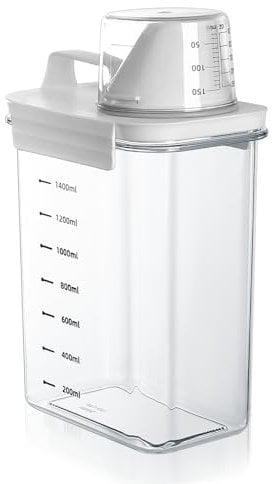 1800ML Dispensador de Detergente Sellado herméticamente con Medidor, Caja de Almacenamiento de Detergente en Polvo, Dosificador,Contenedor de Almacenamiento para Detergente/Alimento para Mascotas