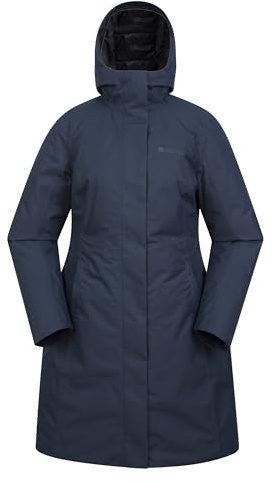 Mountain Warehouse Polar Womens Hybrid Long Padded Jacket - Waterproof & Breathable Ladies Puffer Coat with Taped Seams - Autumn Winter, Travelling & Daily Use Blue Women's Size 12