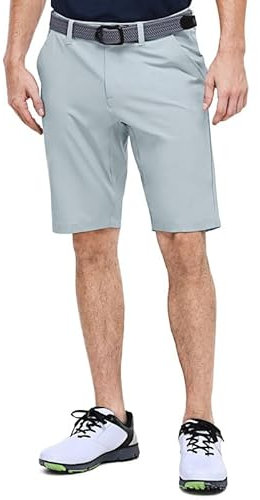 Outdoor Ventures Men's Golf Shorts Dry Fit, 11 Lightweight Quick Dry Golf Stretch Bermuda Shorts Performance Casual Shorts with Pockets for Golf Travelling and Working Light Smokey Grey 34