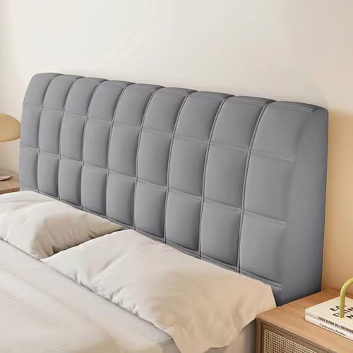 Kopfteil Bezug für Doppel Einzel King-Size-Bett, Bettkopfteil Hussen Gepolstert/Leder/Holz Bett-Rückenlehnenschutz Staubdicht Dekoration, Kristall-Samt-Stretch-Bed Headboard Cover(180cm,Dark gray)