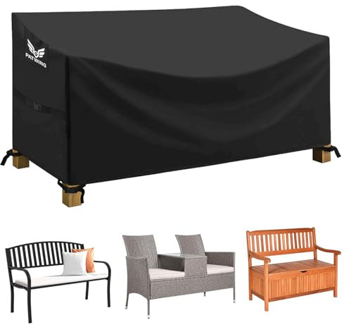 PATWING Housse Canape Exterieur, 600D Oxford Housse Banc de Jardin, Coupe-Vent, Anti-UV Housse de Protection pour Canapé Extérieur avec Grilles D'aératio (134 * 66 * 63/89cm)
