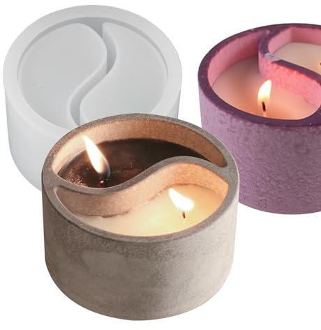 japleed Tai Chi Kerzenhalter, Silikonform, Yin-Yang-Kerzengefäße, Harz, Beton, Zementform, einzigartige Silikonharz, Behälter, Aufbewahrungsform, DIY, Schmuck, Schmuckhalter, Sukkulentententopf