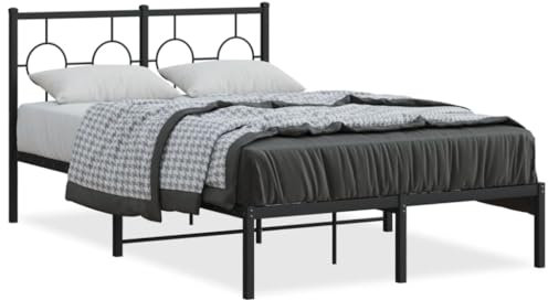 Rantry Bettgestell mit Kopfteil Metallbett Bettrahmen Doppelbett Einzelbett Jugendbett Gästebett Bett mit Lattenrost Schlafzimmerbett | ohne Matratze Metall Schwarz 120x200 cm