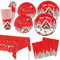 HNH Piatti, Tovaglioli e Bicchieri di carta Natale Casa della neve 101 pezzi Piatti di carta da dessert usa e getta con Tovaglie Set di Stoviglie monouso per feste