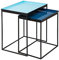 casamia Beistelltisch 2er Set Satztisch Höhe 50/44 cm Copenhagen Tisch Emaille Farbe türkis - blau
