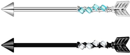 Niaspi 2 Stück 14G Industrial Barbell Ohrringe Chirurgenstahl 38 mm Unisex Punk Pfeile Helix Piercing Bar Statement Körperschmuck