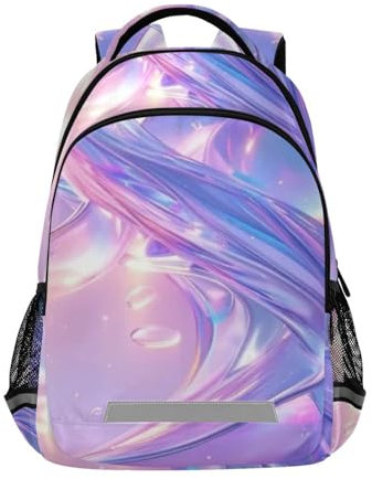 Amooorous Blau-lila Flash Fluid großer Rucksack für Kinder mit Brustgurt Büchertaschen für Mittelschule Mochilas Para Ni?a, Blau-lila Flash Fluid, Medium