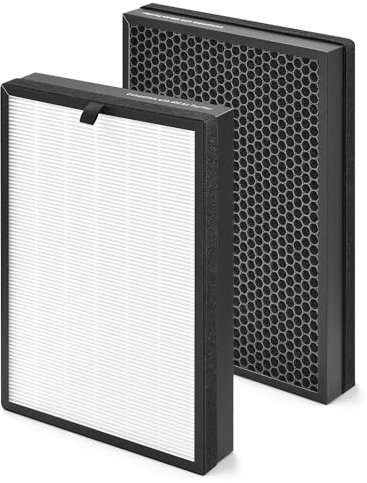 HSIAMEN 400 Replacement Filter Compatible with Puro-400 Air Purifier Model 400, H14 True HEPA Filter Grade 14 with Carbon, 3-in-1, 2-Pack