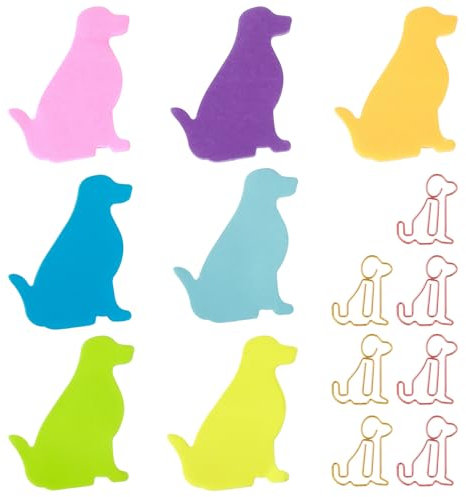 210 Blatt Lustig Haftnotizen Hund mit 7 Büroklammern,Ymapinc Cute Hunde Klebezettel Cartoon Tier Büroklammern Hund Form Index Tabs für Bücher Dokumente Notizbücher