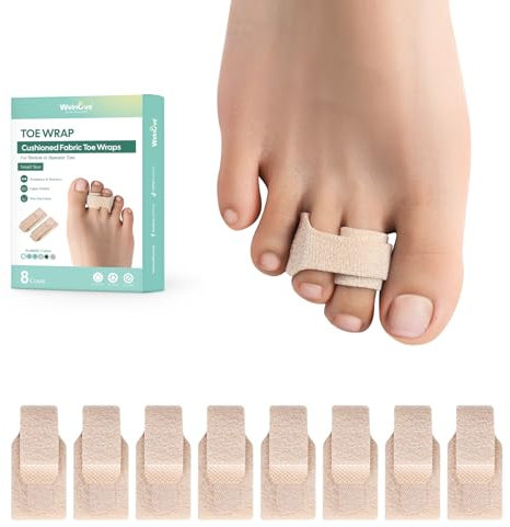 Welnove Raddrizzatore per dita a martello, confezione da 8 fasce per dita rotte, correttore per dita a martello, per dita storte, dita piegate, (S, beige)