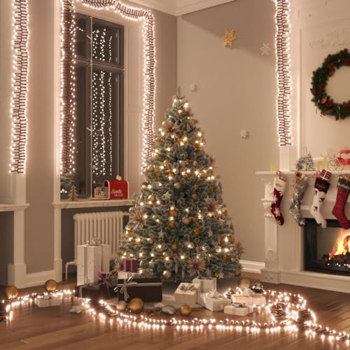 Willood LED-Lichterkette mit 1000 LEDs Warmweiß 11 m PVC Weihnachtsbeleuchtung DIY Dekoration Weihnachtsdeko Außen Innen Garten Party Hochzeit