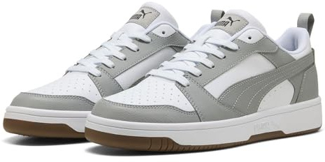 PUMA Rebound V6 Low Unisex Sneaker, Puma Weiß Grau Echo Puma Schwarz, 39 EU