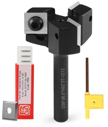 HOZLY Fresa planadora de 8 mm, vástago de 39 mm, fresa con 10 cuchillas de metal duro intercambiables, 3 flautas, fresas planas, herramientas profesionales, para fresadoras de fresadora CNC, un