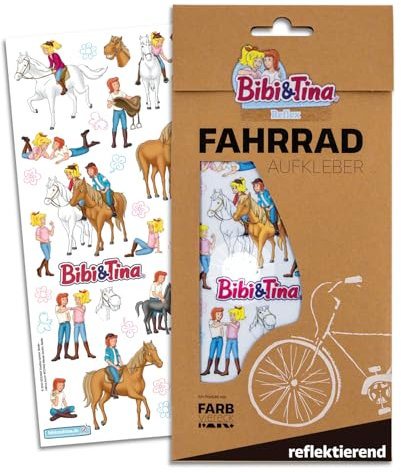 Farbviereck Bibi und Tina Aufkleber Fahrrad - Roller - Kinderwagen - Helm Geschenk Fahrradaufkleber Pferden Martinshof Kindergeburtstag Pferde | R0013