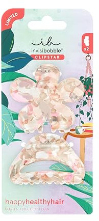 invisibobble - CLIPSTAR M Oasis Refreshed Bloom - 2-teiliges Haarspangen-Set - 1x Blumen-Form & 1x klassisches Design in sanften Beige & Rosé Tönen - Trendiger Look, sicherer Halt, gesundes Haar