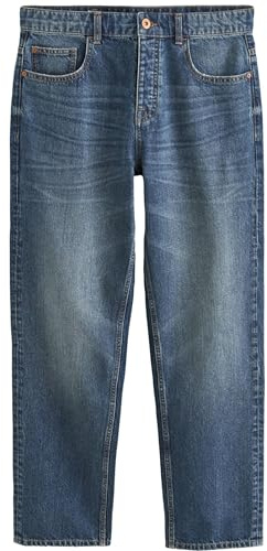 NEXT Herren Klassisches steife Jeans – Straight Fit Blau Vintage W: 36 / L: 33
