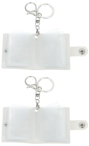 sourcing map Mini-Foto-Schlüsselanhänger mit Bildern, personalisierbar, Leder, Mini-Fotoalbum, Schlüsselanhänger mit 20 Bildern, DIY, kleine Erinnerung, Schlüsselanhänger, Bilderbuch, weiß