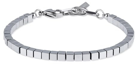 GAVU Perlenarmband für Herren aus 4 mm quadratischen Hämatit Perlen für Männer