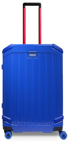 Piquadro – Mittelgroßer Hartschalen-Trolley mit 4 Rädern und Sicherheitsschloss – Polycarbonat – Blau – Herren und Damen
