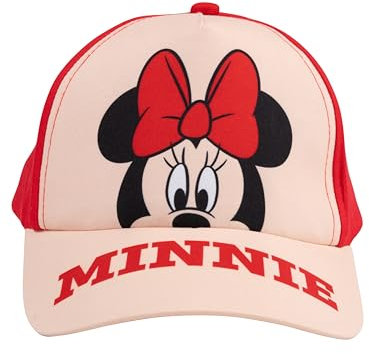 Disney Minnie Mouse Kappe für Mädchen - Kinder Cap Basecap Baseballkappe verstellbar Rot/Beige