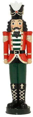 VARZI Cascanueces navideño de resina, decoración grande para interior o exterior, estilo clásico, rojo y verde, decoración de Navidad, 155 cm, 1956