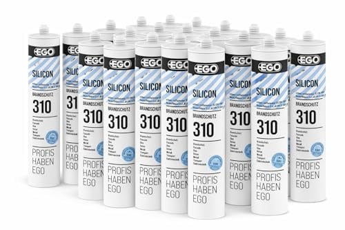 EGOSILICON 310 B1 Brandschutz-Silikon – 20x 310 ml Kartuschen – ideal für feuerhemmende Verglasungen & Fugen mit hohen Brandschutzanforderungen weiss