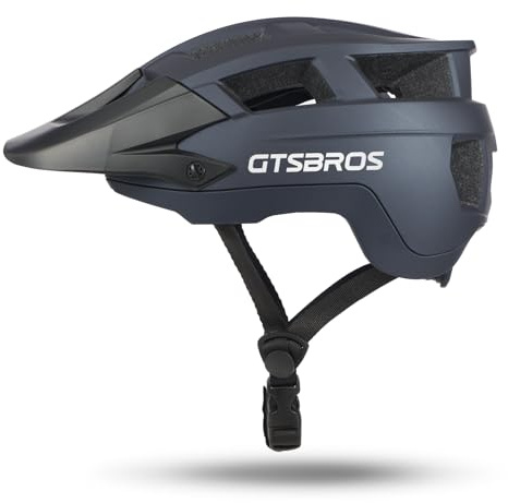 GTSBROS Casque de vélo de montagne avec visière légère pour homme et femme - Double technologie Inmould - Casque de VTT adulte (bleu marine)