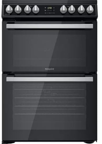HDT67V8D2CB/UK 60cm Freestanding Electric Cooker with Ceramic Hob & Twin Ovens – Multifunction, Black