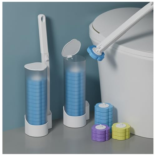 Einweg Toilettenbürste, WC-Bürsten mit 12 Stück Reiniger Nachfüllungen Schwamm, Klobürste Reinigungsmittel für Waschbecken Badewanne Waschbecken