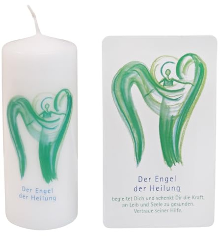 Engelkerze Engel der Heilung 12 cm mit passender Engelkarte als Geschenk für Kranke, zum Kraft und Mut schenken fürs Krankenhaus oder zum Geburtstag