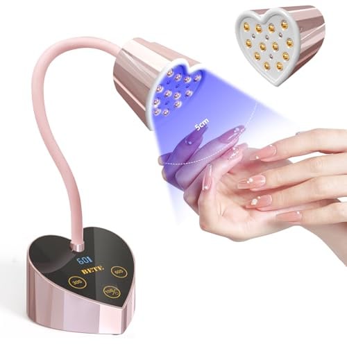 BETE Mini UV Nagellampe Schnell Aushärtung Gel Nagellack, 360° Faltbare Schwanenhals UV Lampe mit Smart Sensor, USB Tragbar Kabellos 28W Wiederaufladbarer Nageltrockner mit 3 Timern für Salon Home DIY