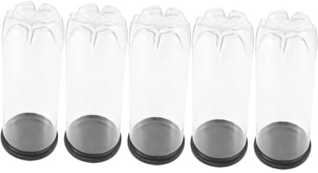 5 Stück-Pack Transparenter Tennisballbehälter aus PVC mit Schwarzem Deckel | Tragbare Ausführung, Praktische Aufbewahrung für Tennisbälle und Kleine Kugeln, Robust, Vielseitig Einsetzbar