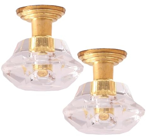 SHINEOFI 2 Miniatur-deckenlampen, Maßstab 1:12, Puppenhaus-hängeleuchte, Goldene Acryl-möbel Zur Deckendekoration
