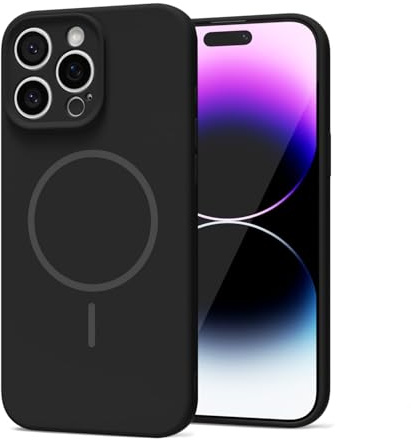 LoeoeL Magnetic Phone Case for iPhone 14 Pro Max Case Silicone, Cute Slim Thin Phone Cover Compatible with MagSafe for Women, Girly Soft Rubber Gel Mag Safecase with Camera Protection, Black
